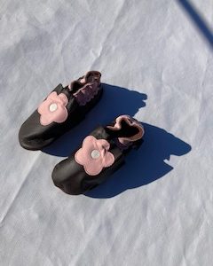Brown & pink flowers shoes