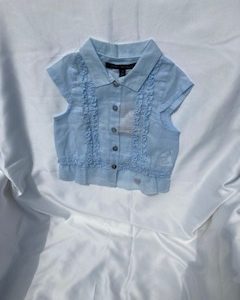 Lili gaufrette Lombardie shirt blue ciel ,white, pink