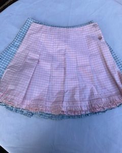 Lili gaufrette skirt Lanoux rose pale & blue ciel