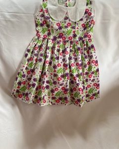 Organic cotton dress with mauve roses