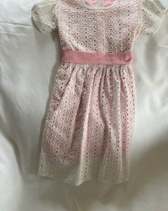 White Eyelet dress with pink inside