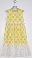Yellow and White long sleeveless dress